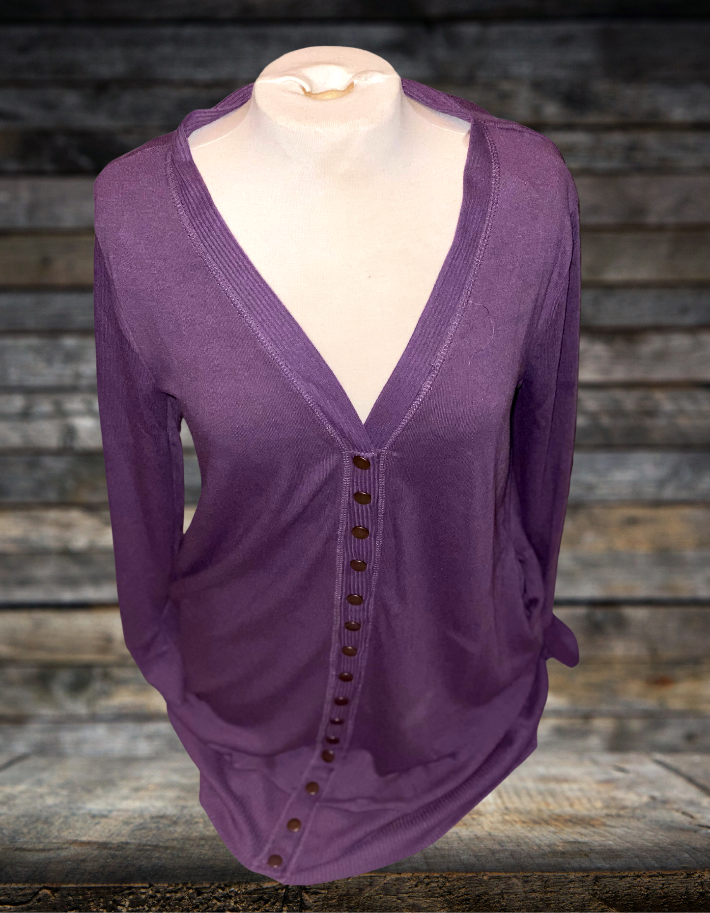 Long Purple button up sweater
