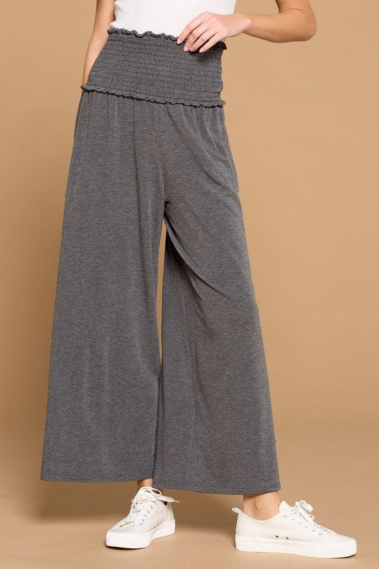 Solid Wide Leg French Terry Pants