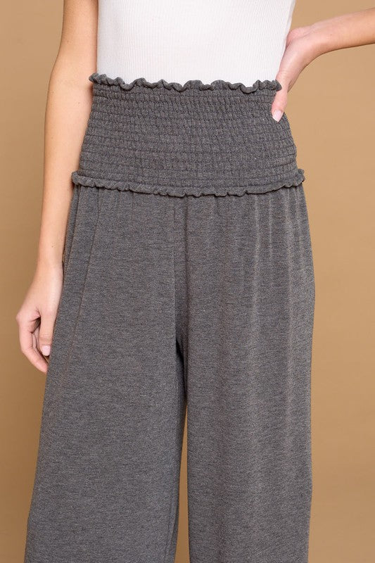 Solid Wide Leg French Terry Pants