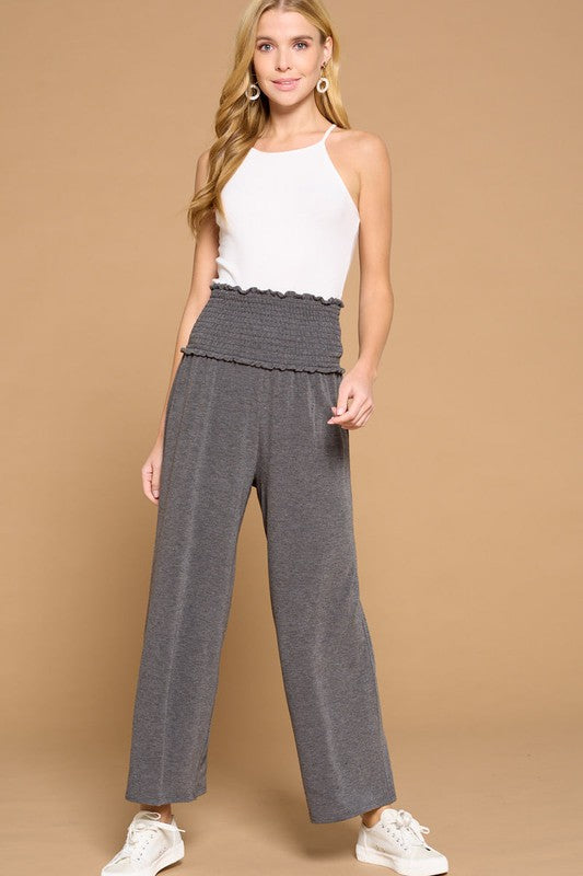 Solid Wide Leg French Terry Pants