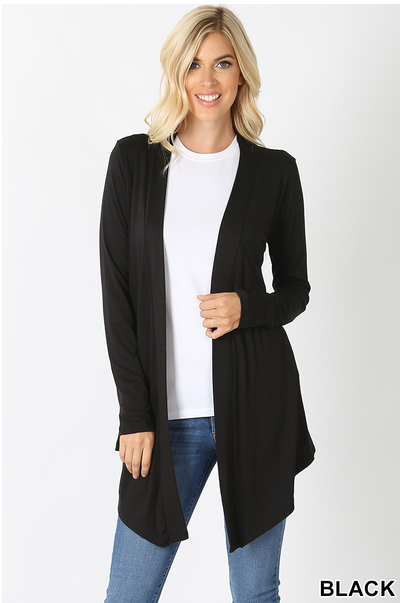 DRAPEY OPEN-FRONT LONG SLEEVE CARDIGAN