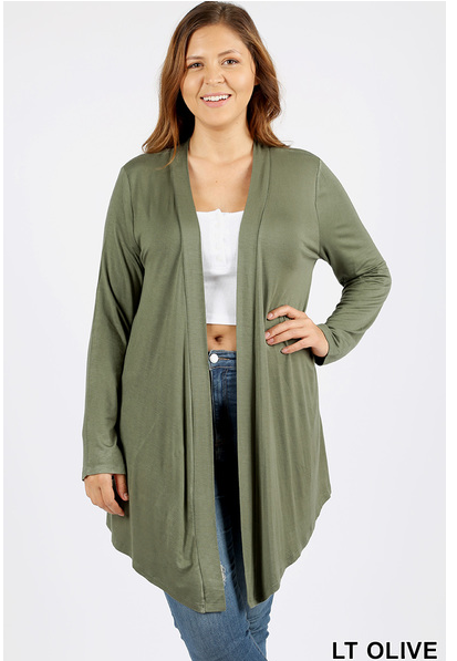 DRAPEY OPEN-FRONT LONG SLEEVE CARDIGAN