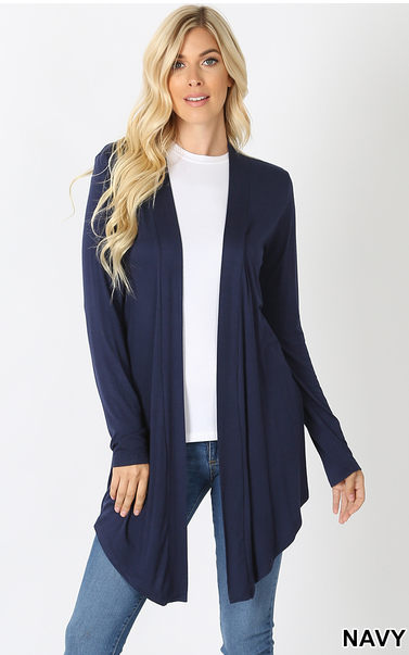 DRAPEY OPEN-FRONT LONG SLEEVE CARDIGAN