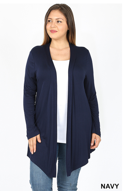 DRAPEY OPEN-FRONT LONG SLEEVE CARDIGAN