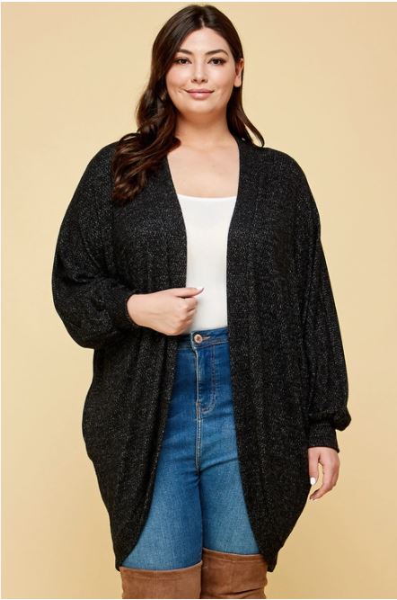 Terry Brush Knit Open Front Circle Cardigan