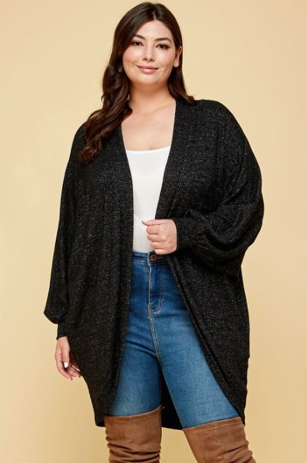 Terry Brush Knit Open Front Circle Cardigan