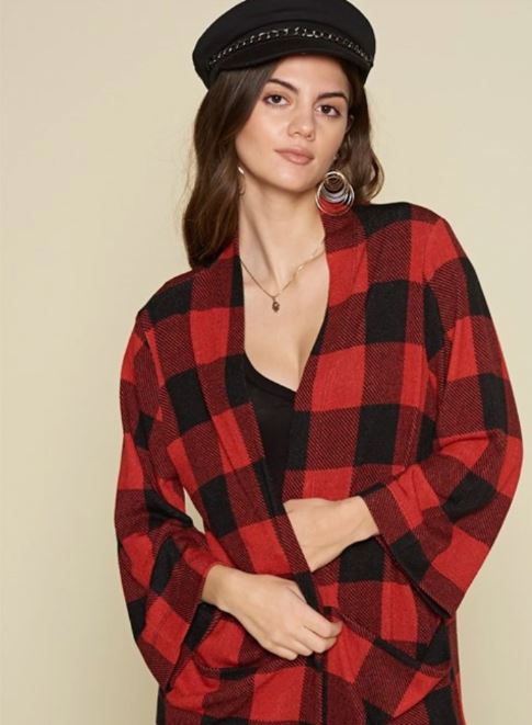 Buffalo Plaid Knit Cardigan